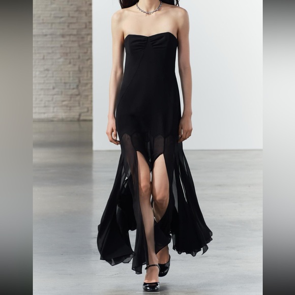 Zara Dresses & Skirts - Zara limited edition celeb style semi sheer strapless dress